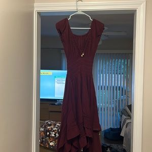 Maroon high low part dress from Mexico